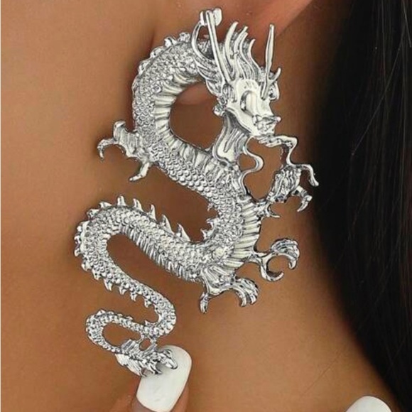 Chinese Zodiac Year of the Dragon Metallic Earrings - Picture 3 of 3